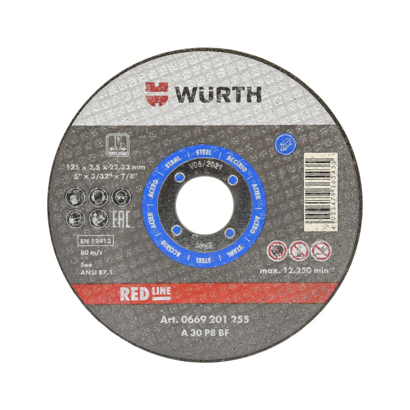 Диск отрезной для стали, Ø125 mm x 1.6 mm, RED LINE