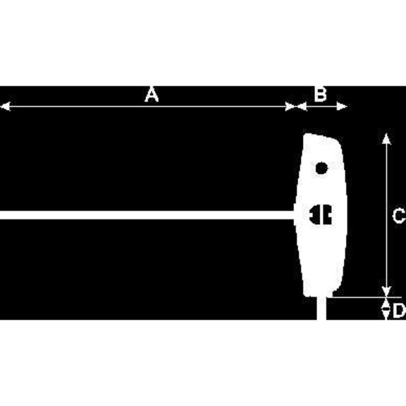 Викрутка ZEBRA® з Т-подібною рукояткою, шестигранник зі сферичною голівкою,10X200 - фото №2