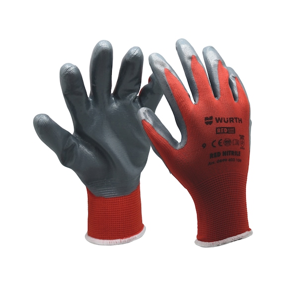 Перчатки защитные с нитриловым покрытием RED NITRILE, пара, размер 8 - фото №2