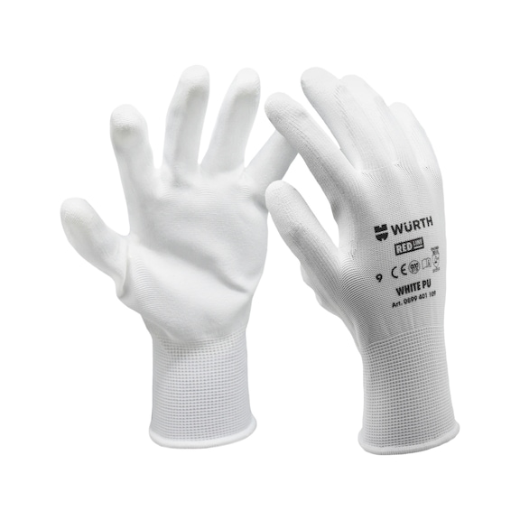 Перчатки защитные с полиуретановым покрытием White PU, пара, размер 6 - фото №2