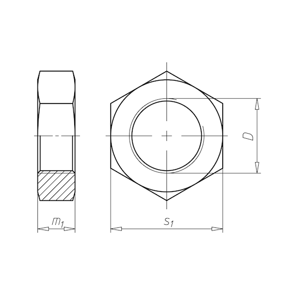 Гайка шестигранна низька DIN439-B, нерж.сталь A2, SW19, M12 - фото №2