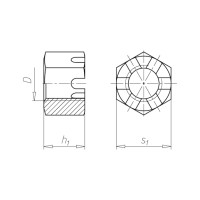 Гайка шестигранна корончата DIN935 - 8 (A2K) - SW21, M14 - фото №4