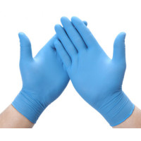 Перчатки защитные нитриловые одноразовые, синие, CAT III, размер L