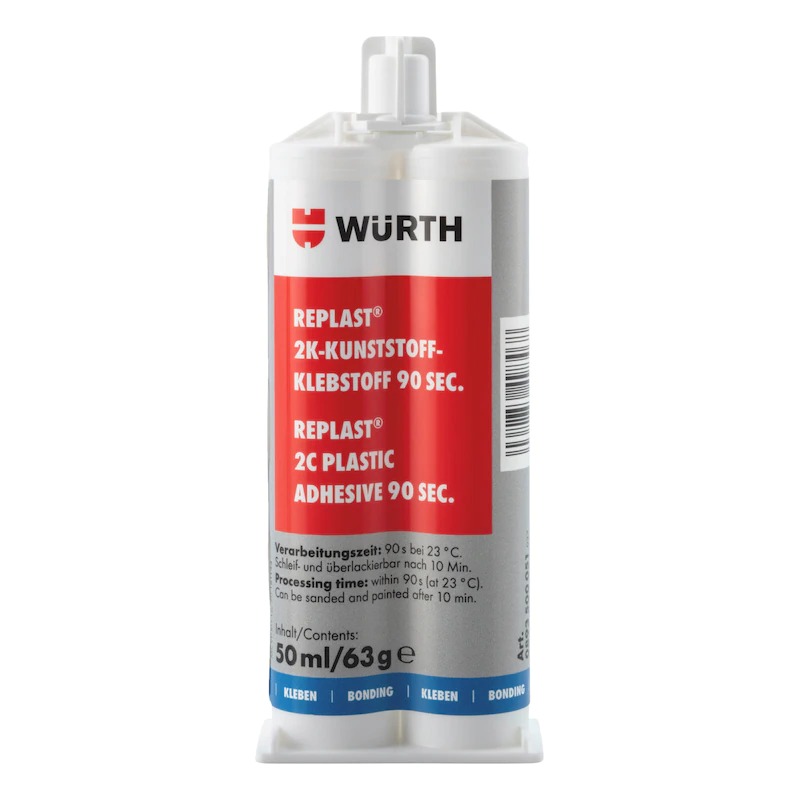 Клей WURTH Replast Me 90 секунд для пластика черный 50 мл
