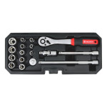 Набір інструм. з тріскачкою, 1/4 дюйма, 12-гр., 17 шт., RED STRIPE