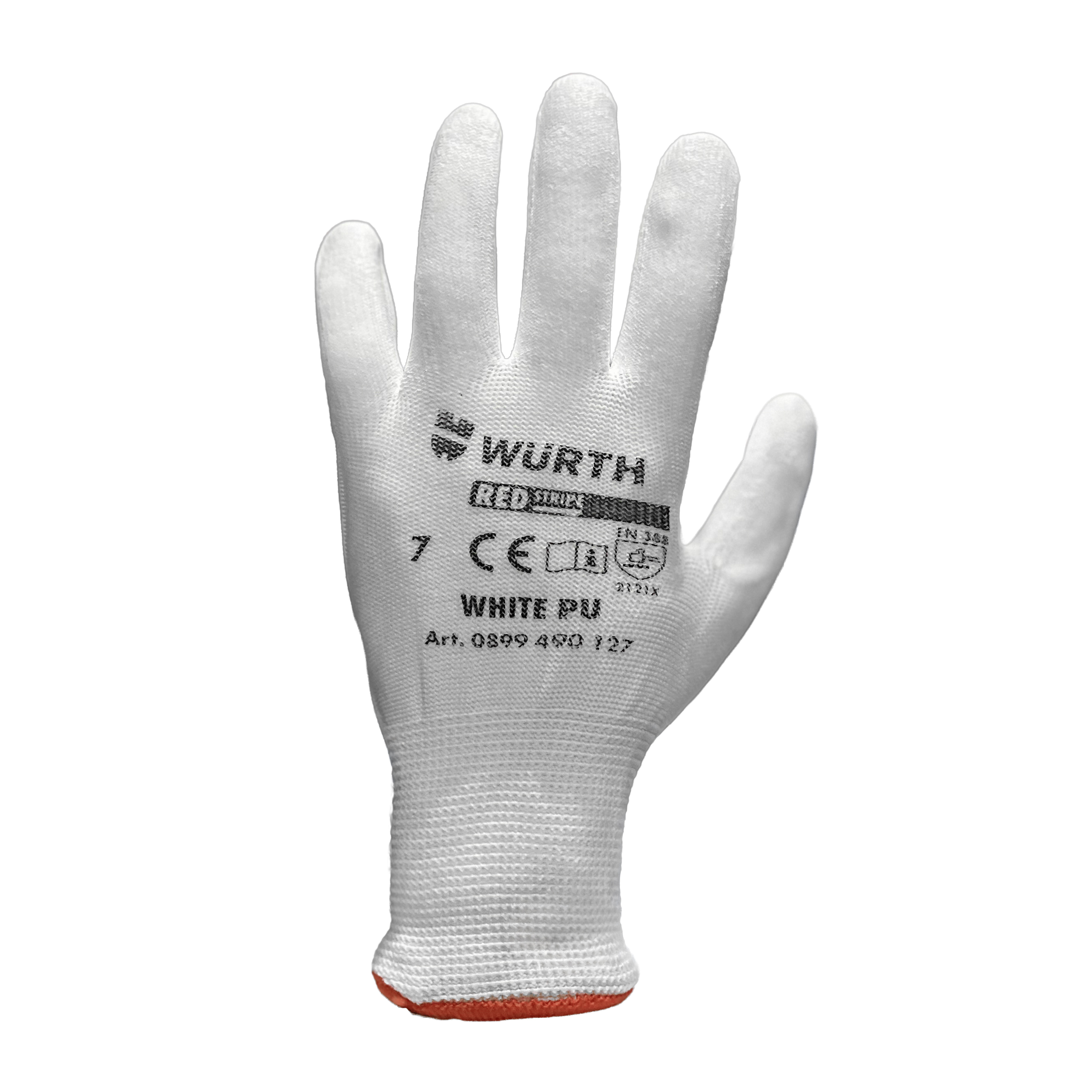 Перчатки защитные с полиуретановым покрытием BASIC, белые, пара, размер 7