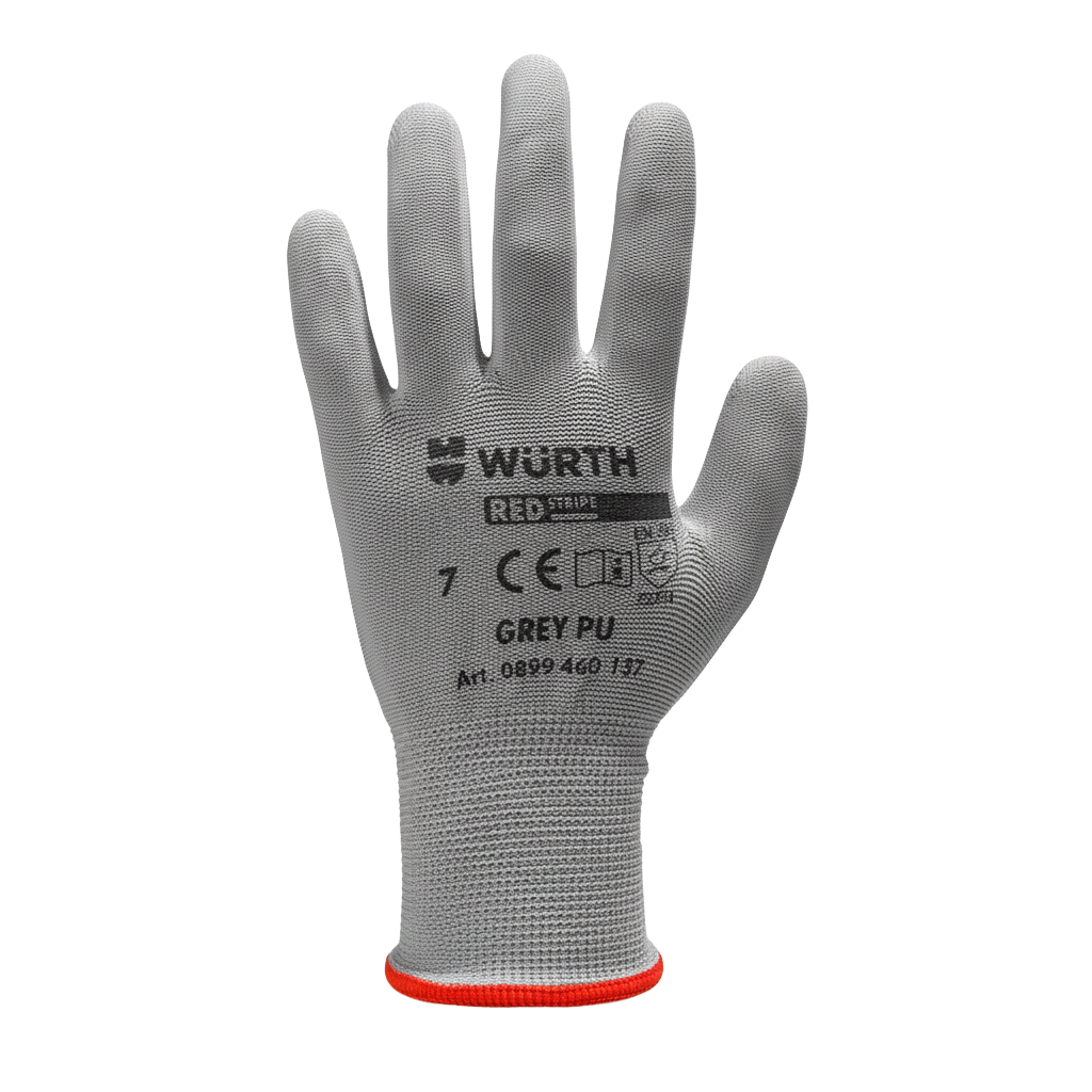 Перчатки защитные с полиуретановым покрытием BASIC, серые, пара, размер 7