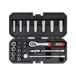 Набір інструм. з тріскачкою, 1/4 дюйма, 24 шт., RED STRIPE