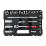 Набор инструм. с трещоткой, 3/8 дюйма, 24 шт, RED STRIPE