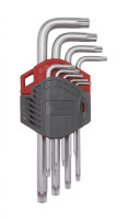 Набір ключів Г-подібних TORX з отвором, TX10-50, 9 шт., RED STRIPE