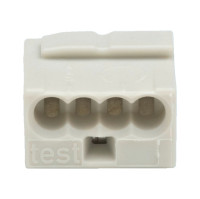 Клемма микро вставная, 4x(0,6-0,8 мм), светло-серая.