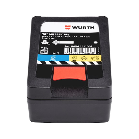 Набір зенкерів для сталі та алюмінію, HSS, 90°, 6 шт.