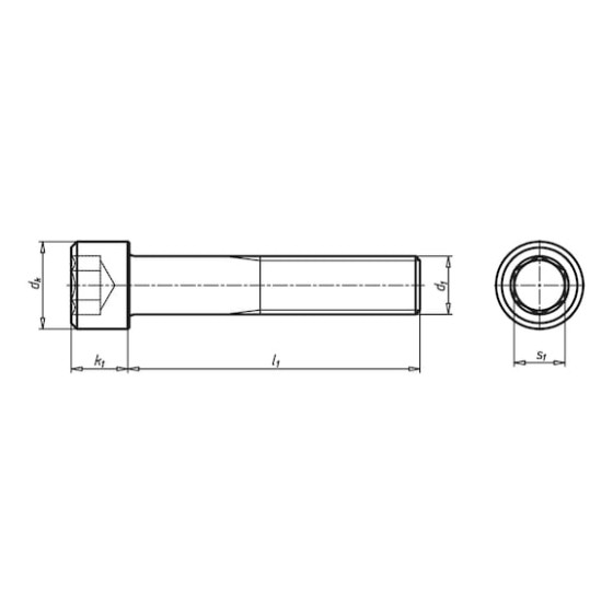 Гвинт з циліндричною головою ISO4762, кл. 8.8 (A2K), M20x45