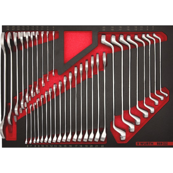 Набір ключів комбіновані+накидні, з еліптичною ручкою, в ложементі, 35 шт.