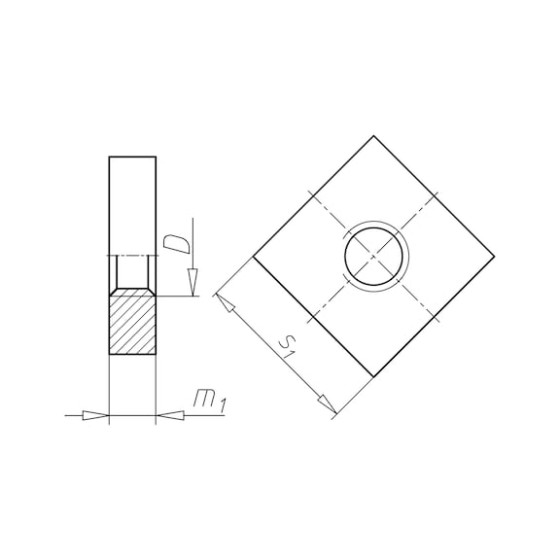 Гайка квадратова низька DIN562 - 11H (A2K) - SW10, M6