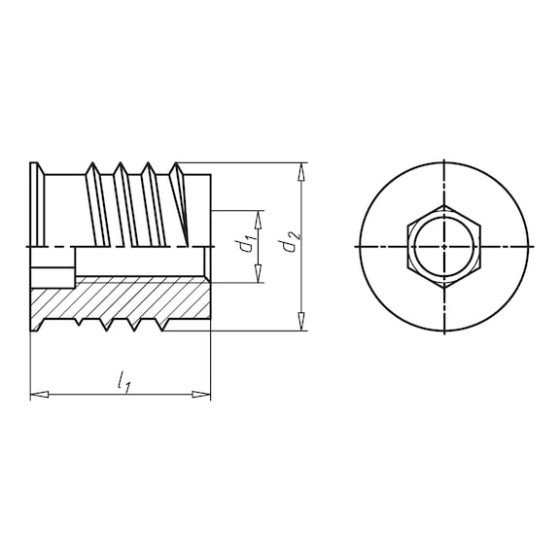 Гайка меблева врізна Тип SKD