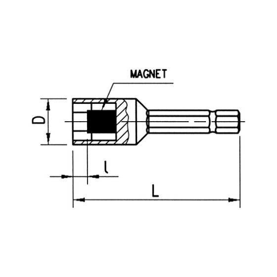 Торцевая головка Wurth для шуруповерта магнитная 1/4" 51мм SW3/8"