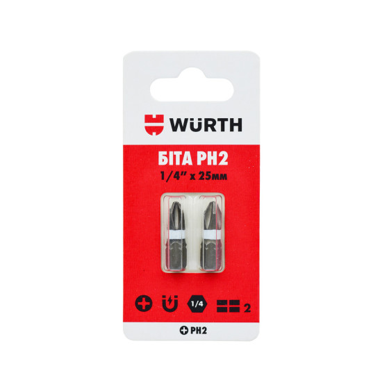 Біта PH2, 1/4IN, L25 mm, 2шт. в блістері
