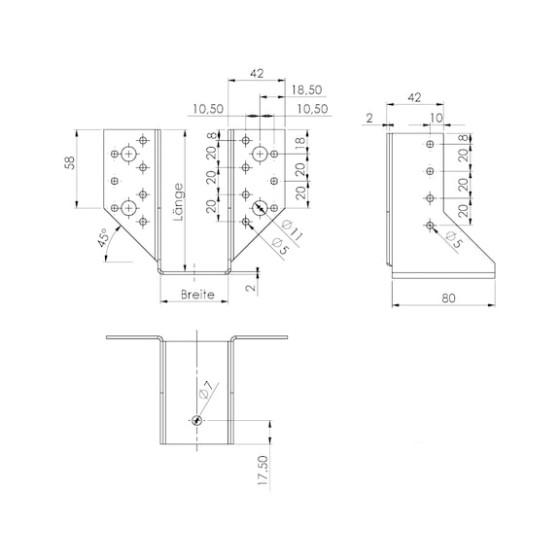 Кронштейн для крепления балок, комбинир., 2,0 мм