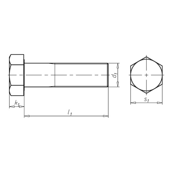 Болт з шестигранною головкою і часткової дрібної різьбленням