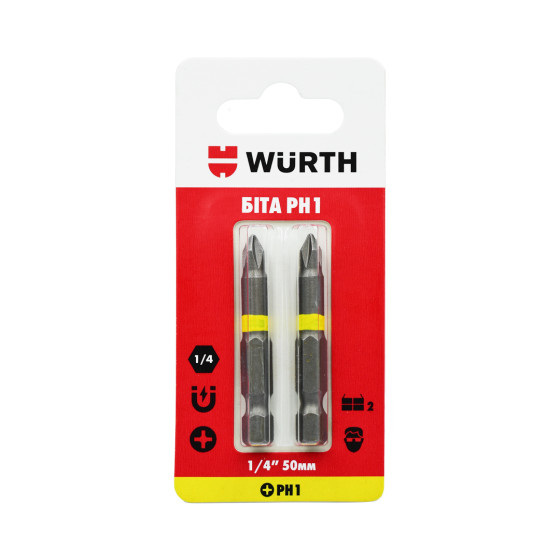 Біта PH1, 1/4IN, L50мм, 2шт. в блістері