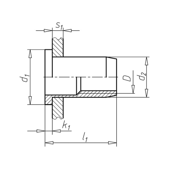 Резьбовая заклепка з циліндричним бортиком
