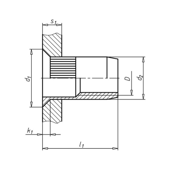 Заклепка різьбова з циліндричною рифленою головкою Wurth A2B 16,5X11,9 M10