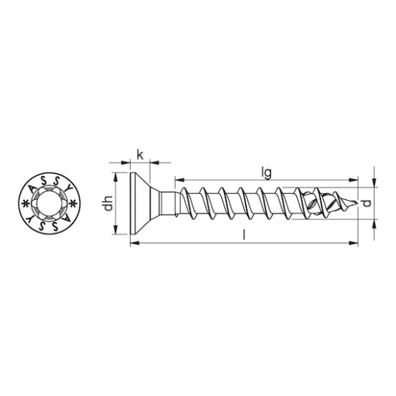 Шуруп ASSY 4 CS с потайной головой (A3K)
