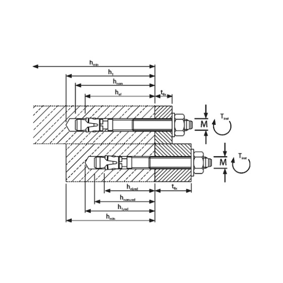 Анкер клиновий W-FA/F (HDG) M6x40мм 5мм