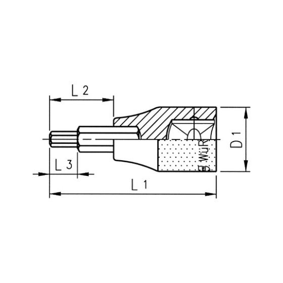 Головка торцева 1/2" з насадкою HEX, SW19x60