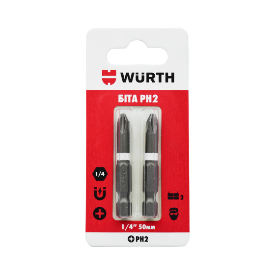 Біта PH2, 1/4IN, L50мм, 2шт. в блістері