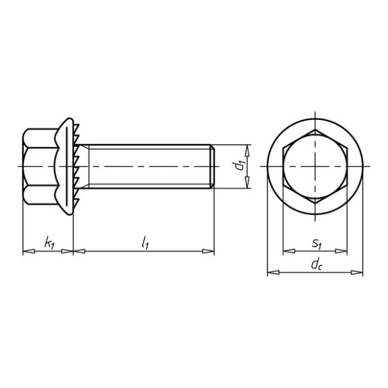 Болт метрический DIN6921-FLG/SER - 8.8 A2K SW15 M10x25мм