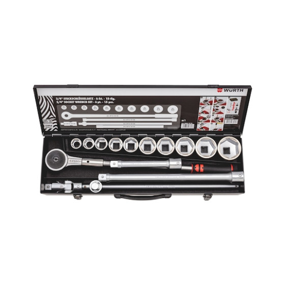 Набір торцевих головок Wurth з тріскачкою 3/4" 15 шт.