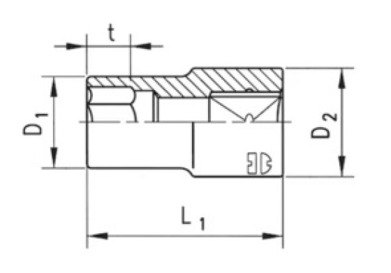 Головка торцевая Wurth 3/8" SW19 6-гр
