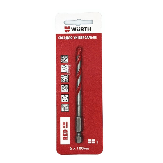 Свердло універсальне 6х100 мм Wurth RED LINE