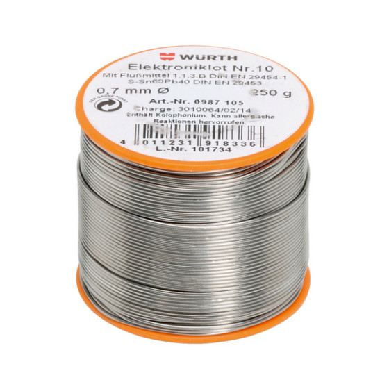 Припій для пайки електронних компонентів, №10, SN60/PB40, 250 g, D0,7