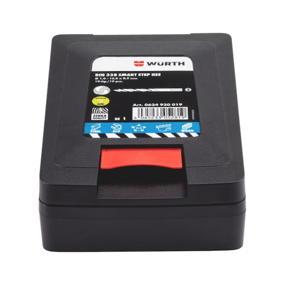 Набор сверел спиральных SMART STEP, HSS, DIN 338, 19 шт.