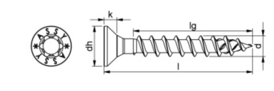 Шуруп ASSY 4 CS с потайной головой (A2K)