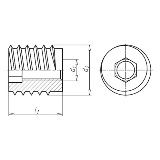 Гайка мебельная врезная Тип SK