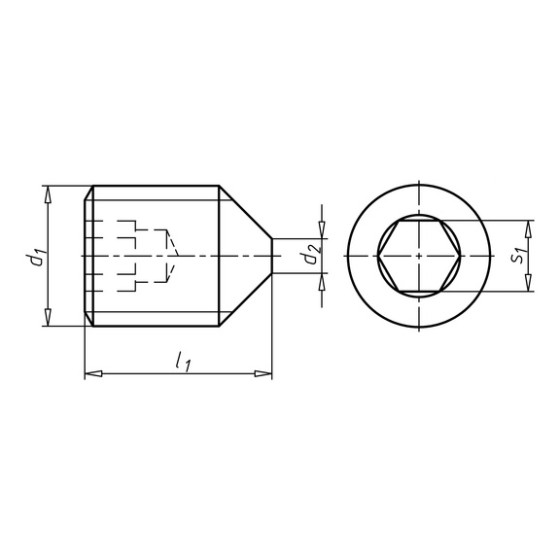 Гвинт установочний PT-ISO4027-45H-IH2,5-M5X10