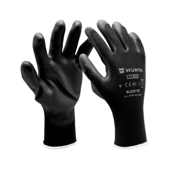 Перчатки защитные с полиуретановым покрытием Black PU, пара, размер 6