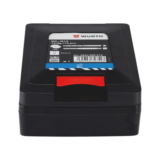 Набор сверел и метчиков машинных для глухих отверстий, синие, HSCo, 14 шт.