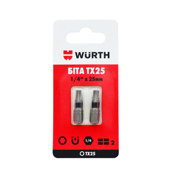Бита TX25, 1/4IN, L25 мм, 2шт. в блистере