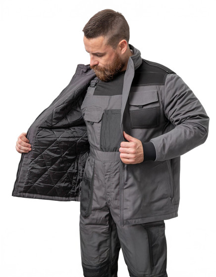 Куртка робоча зимова THUNDER, сіро-чорна, розмір M