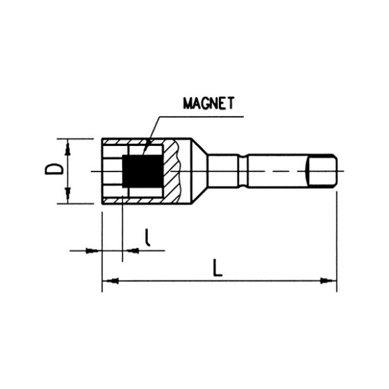 Торцевая головка Wurth для шуруповерта магнитная 1/4" 51мм SW1/4"