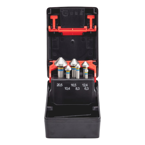 Набір зенкерів для сталі та алюмінію, HSS, 90°, 6 шт.