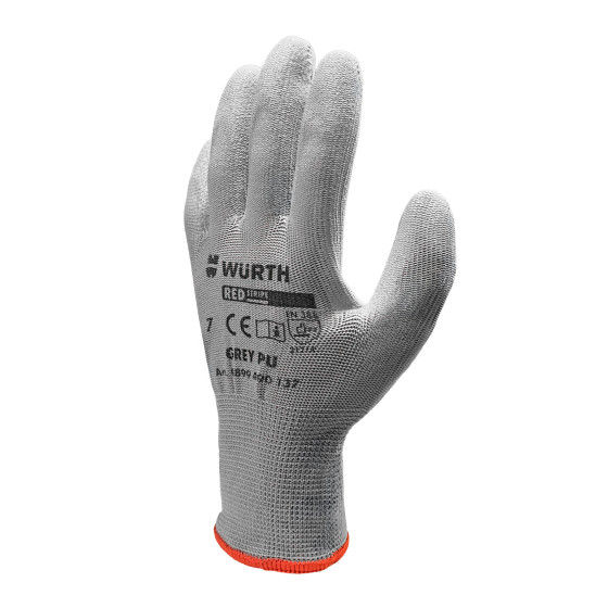 Перчатки защитные с полиуретановым покрытием BASIC, серые, пара, размер 8