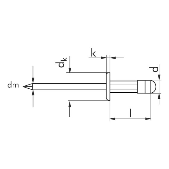 Вытяжная заклепка с цилиндрическим бортиком, 4.8x8